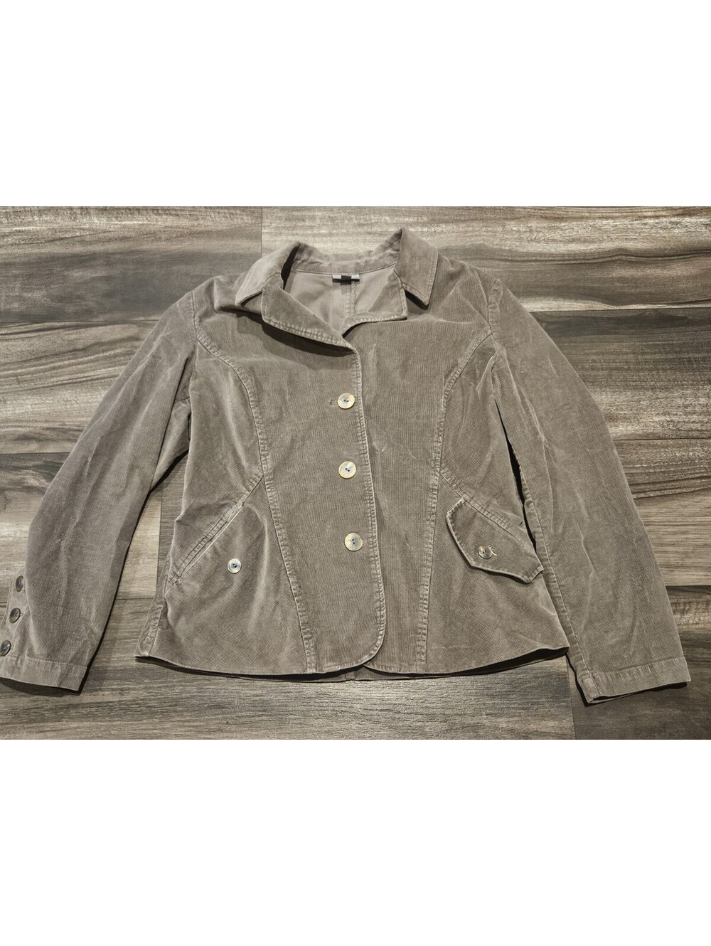 J. Jill Blazer Womens M Gray Corduroy Jacket Academia Slant Pockets Preppy
